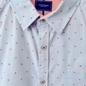 7 Diamonds Mens Short Sleeve Button Down Shirt M